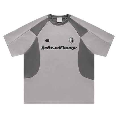 Gray men's loose motorcycle casual short sleeve t-shirt lifestyle streetwear look – TeenStylo