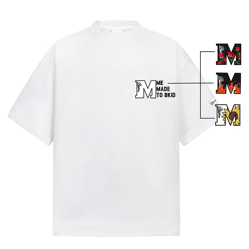 Unisex flower gray short sleeve couple t-shirt summer streetwear lifestyle look TeenStylo