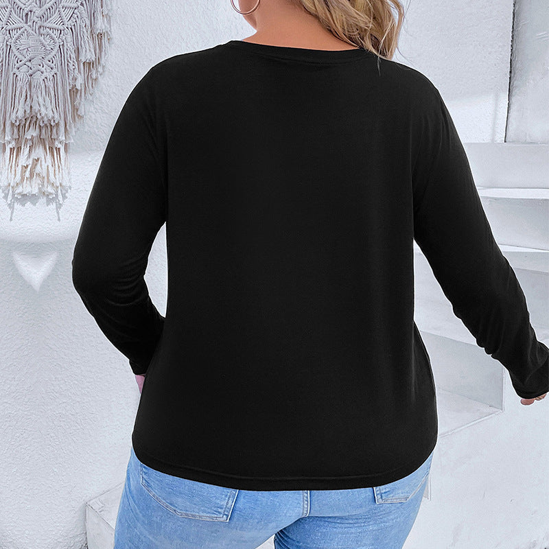 Black unisex loose Christmas T-shirt for women autumn casual streetwear style at TeenStylo