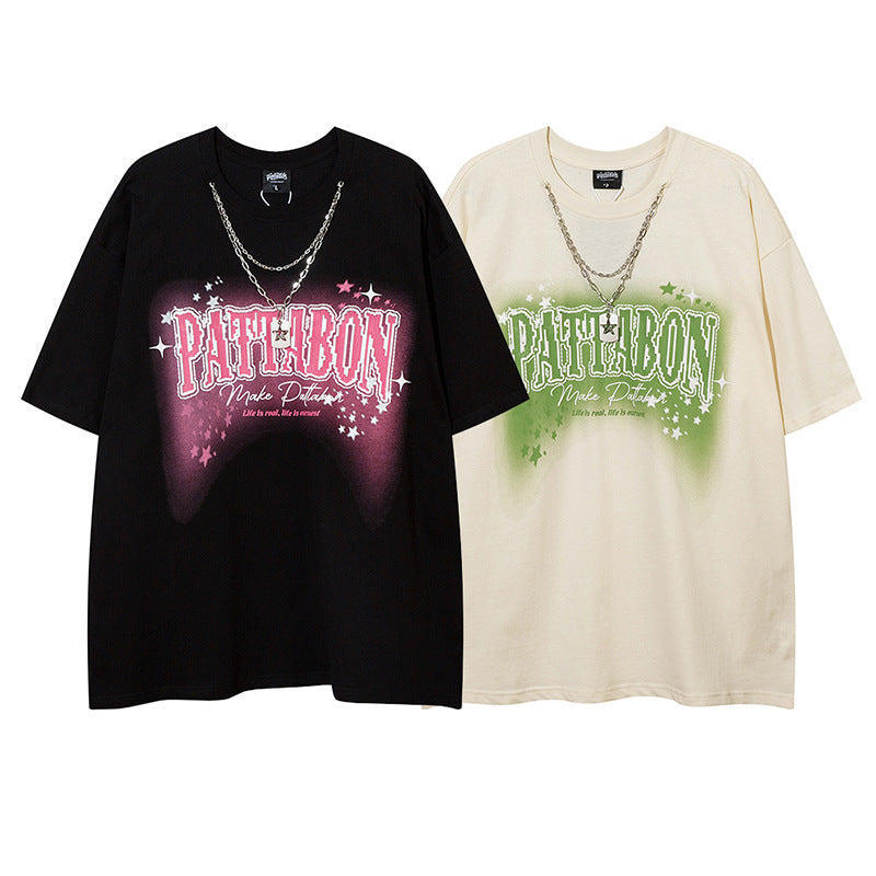 Black foamed letter print hip hop street necklace short unisex Y2K streetwear jewelry lifestyle TeenStylo