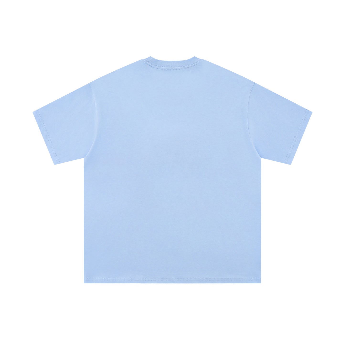 Dark blue men's fuzzy 3D cat graphic t-shirt back view, Y2K Harajuku streetwear style | TeenStylo