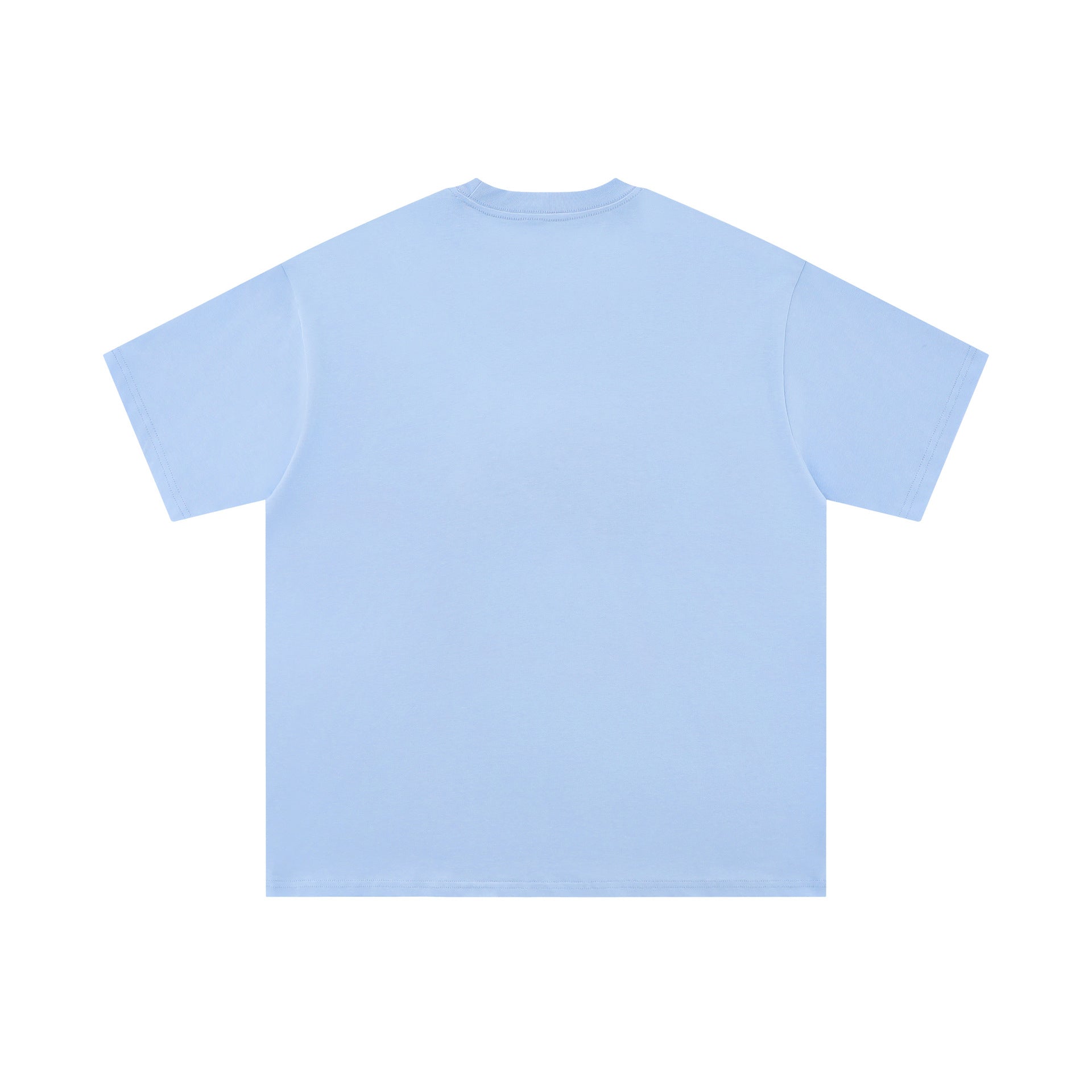 Dark blue men's fuzzy 3D cat graphic t-shirt back view, Y2K Harajuku streetwear style | TeenStylo