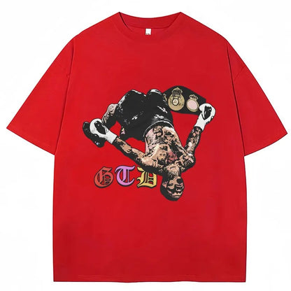 Khaki vintage Gervonta Tank Davis graphic t-shirt lifestyle shot men's streetwear style TeenStylo