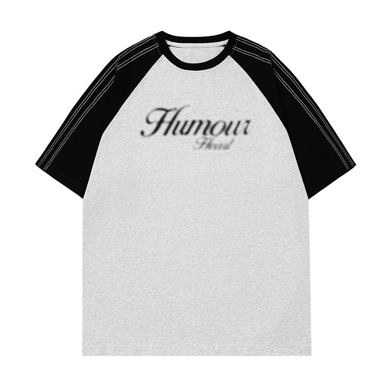 Man wearing white gray chain shoulder sleeve short sleeve retro t-shirt in lifestyle shot | TeenStylo