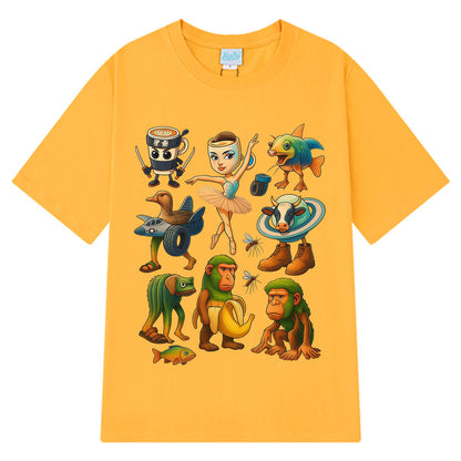 Yellow Italian Brainrot Tralalero funny meme graphic unisex t-shirt lifestyle shot TeenStylo
