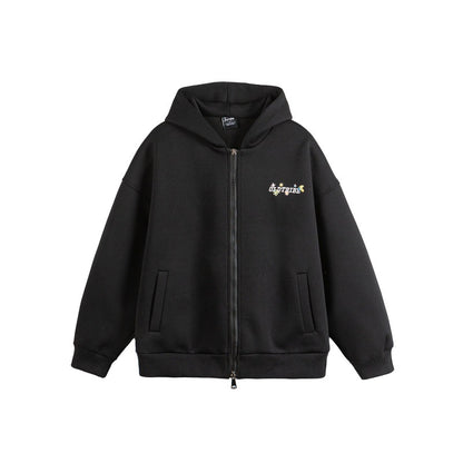 Black unisex loose hoodie sweatshirt styled in casual streetwear lifestyle look for teens | TeenStylo