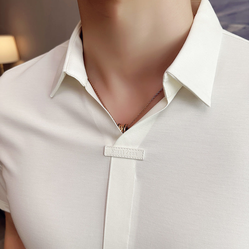 Black short sleeve polo shirt for men styled in streetwear look – TeenStylo