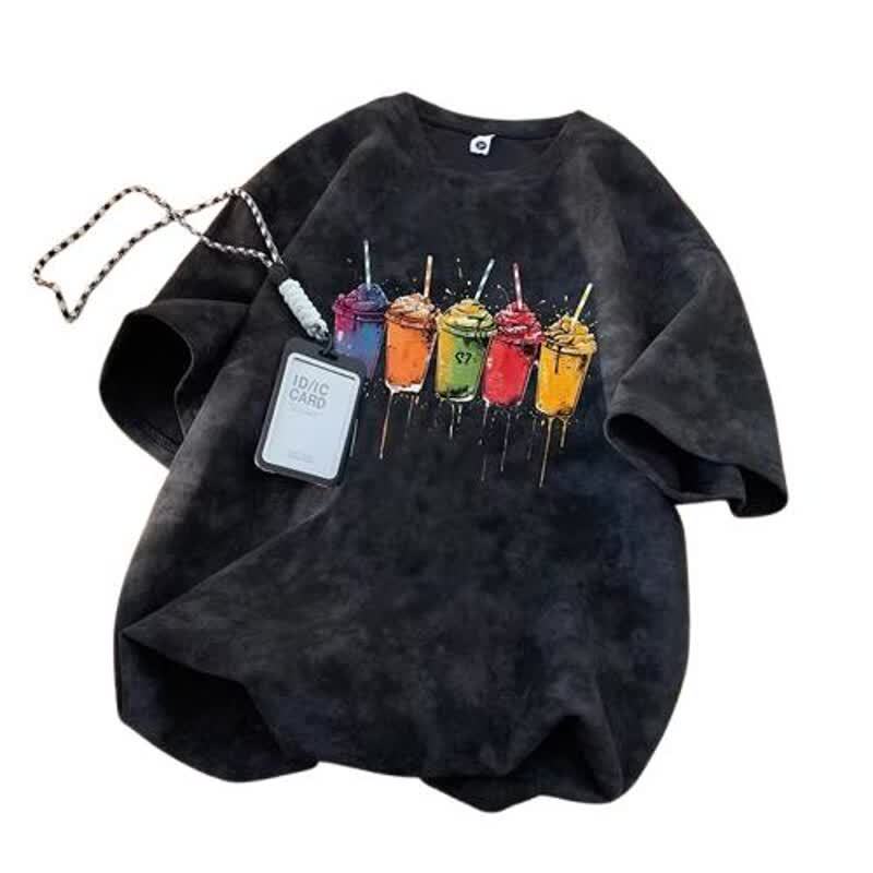 Mens Apricot Tie-Dye Short Sleeve T-Shirt Front View Streetwear Style TeenStylo