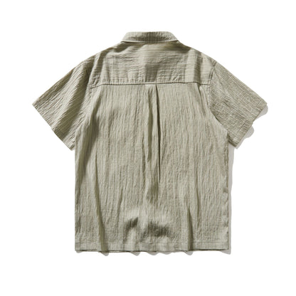 Brown loose short sleeve shirt for men back view - TeenStylo
