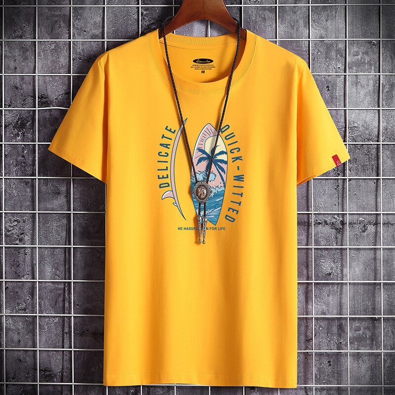 Yellow anime goth graphic t-shirt for men summer streetwear fashion lifestyle look | TeenStylo