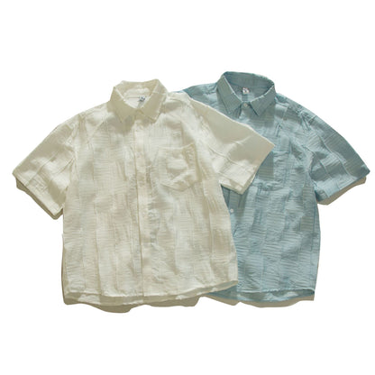 White loose short sleeve shirt for men lifestyle shot - TeenStylo