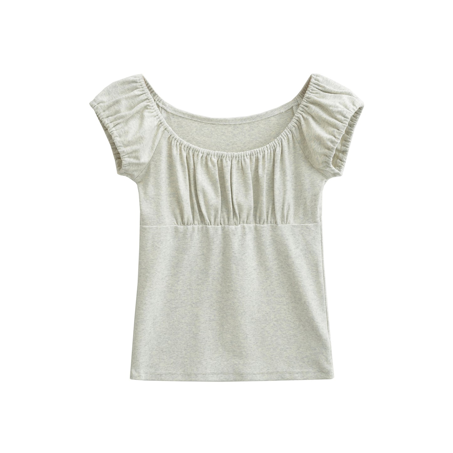 Light gray slim fit short sleeve women's T-shirt lifestyle look – Y2K streetwear style at TeenStylo
