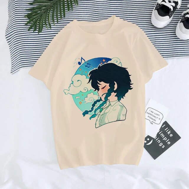 Genshin Impact Hu Tao Xiao Kawaii Graphic Tee Unisex Streetwear Lifestyle Style at TeenStylo