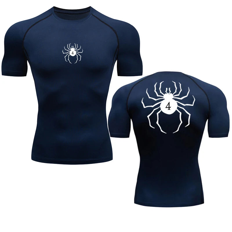 Navy blue Hunter x Hunter compression t-shirt back view quick dry anime unisex streetwear tee TeenStylo