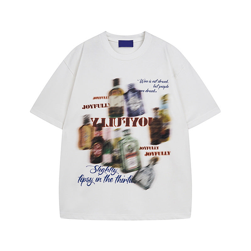 White men's loose casual short sleeve T-shirt lifestyle shot, Y2K streetwear style | TeenStylo
