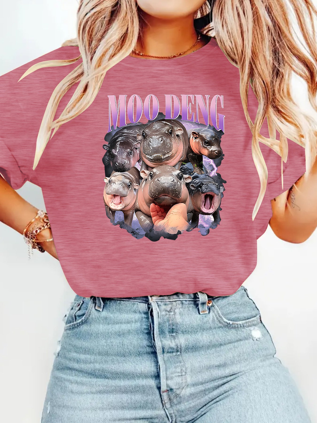 Dark red bouncing pig print t-shirt worn as a casual streetwear lifestyle look | TeenStylo