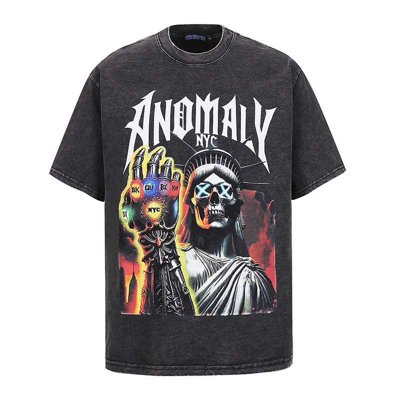 Men's heavyweight pure cotton skull print T-shirt in style 5323, gothic streetwear lifestyle look – TeenStylo