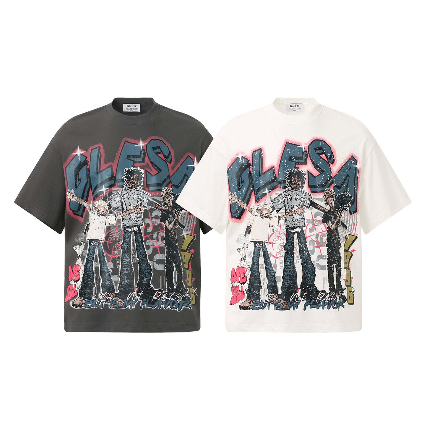 White unisex retro anime print short sleeve t-shirt lifestyle look, Y2K Harajuku streetwear style at TeenStylo