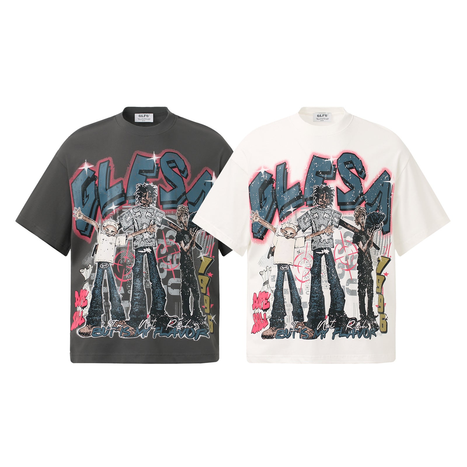 White unisex retro anime print short sleeve t-shirt lifestyle look, Y2K Harajuku streetwear style at TeenStylo