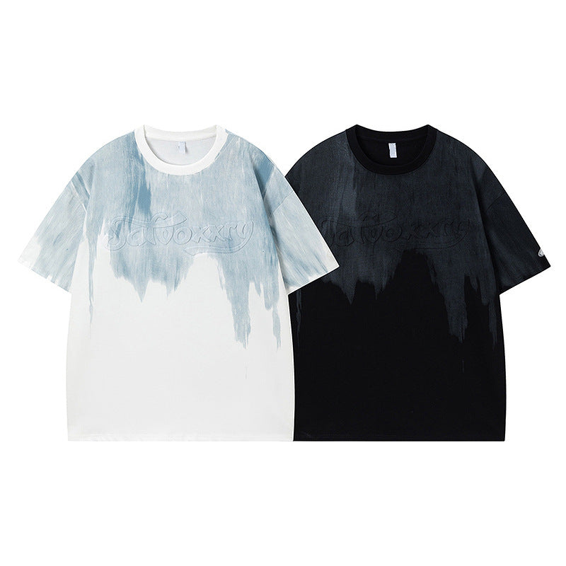 White unisex summer loose t-shirt fabric detail close-up, lightweight streetwear essential | TeenStylo