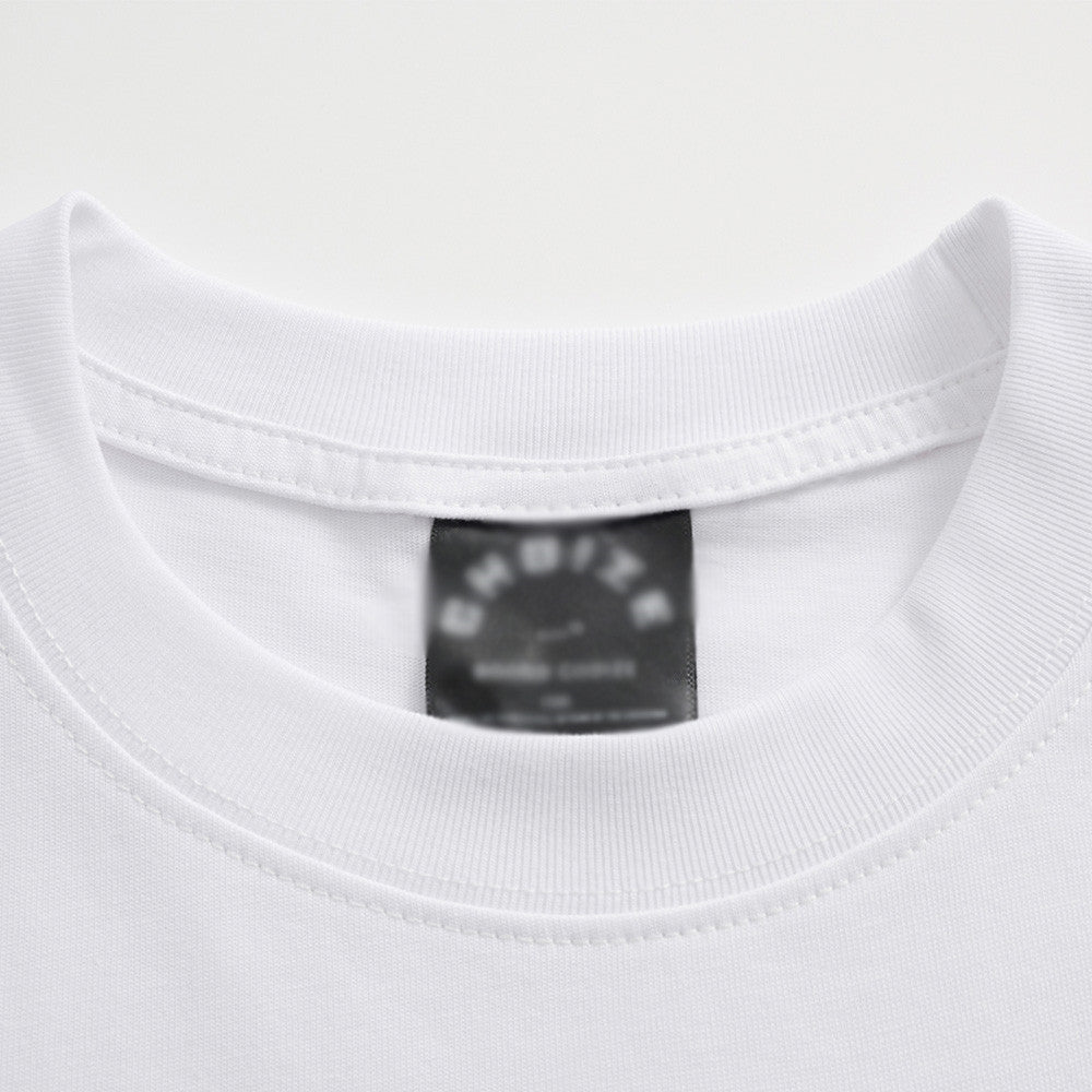 White and gray floral print detail on men's short sleeve T-shirt streetwear style | TeenStylo