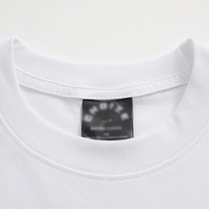 White and gray floral print detail on men's short sleeve T-shirt streetwear style | TeenStylo