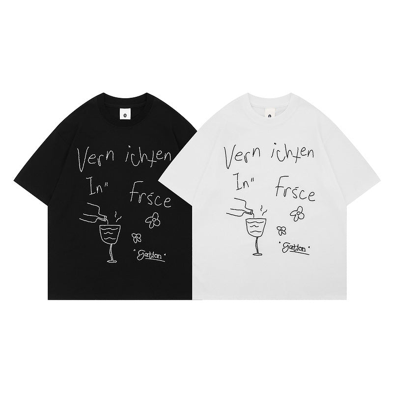White unisex loose couple fit short sleeve t-shirt fabric detail close-up | TeenStylo