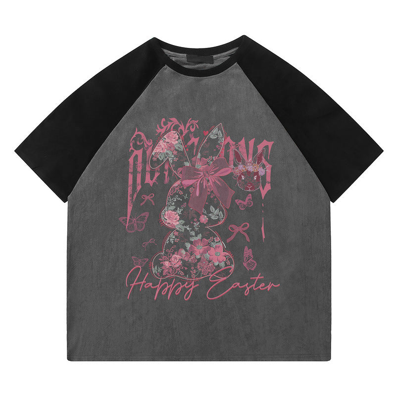 Gray unisex velvet t-shirt detail view showing soft texture and loose casual fit | TeenStylo