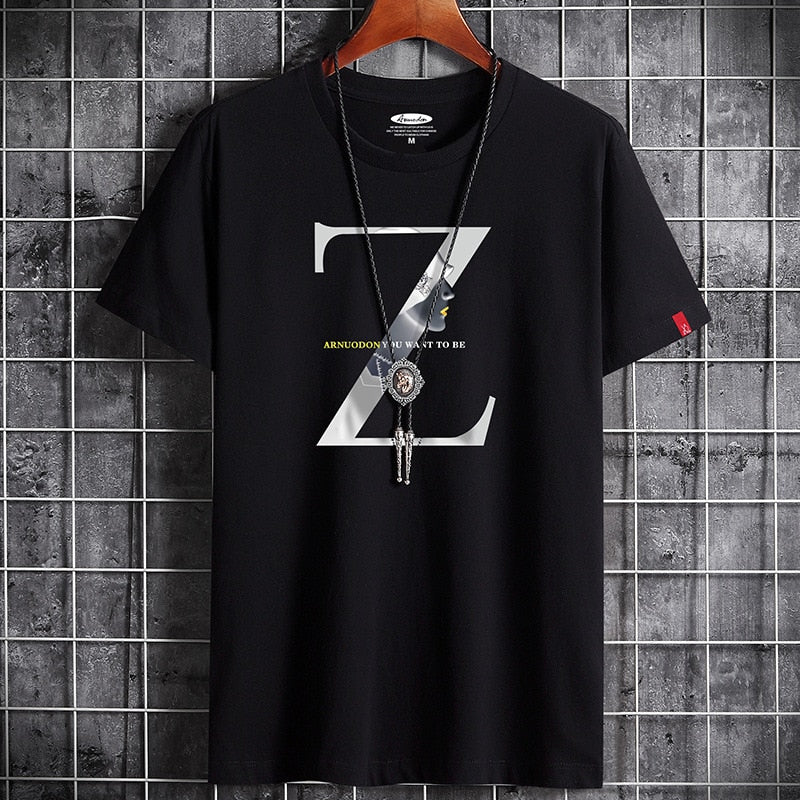 Yellow anime goth graphic T-shirt for men, Y2K streetwear style lifestyle shot - TeenStylo