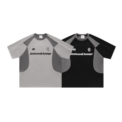 Black men's loose motorcycle t-shirt detail shot showing casual streetwear fabric and stitching | TeenStylo