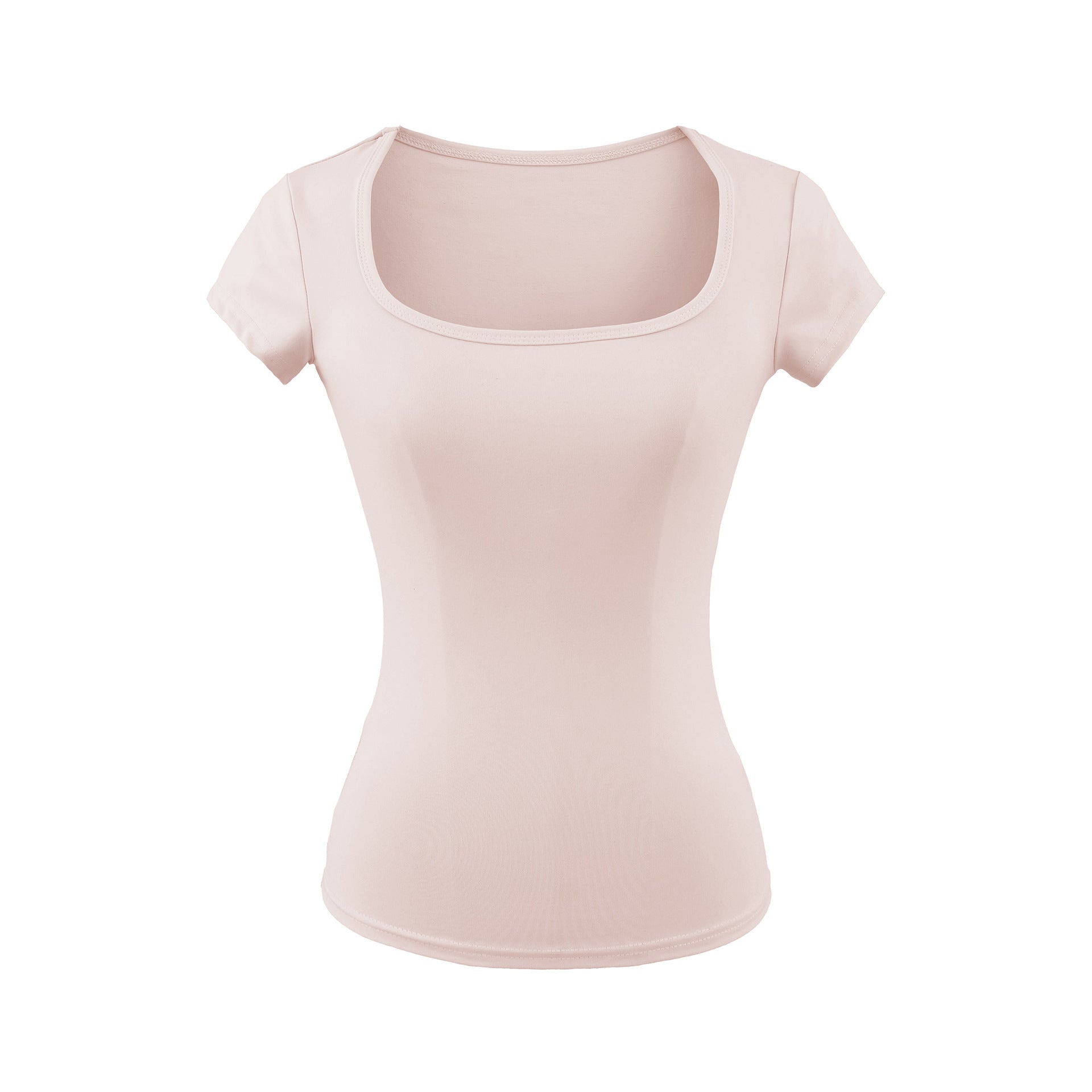 Pink square neck slim fit T-shirt women lifestyle style TeenStylo