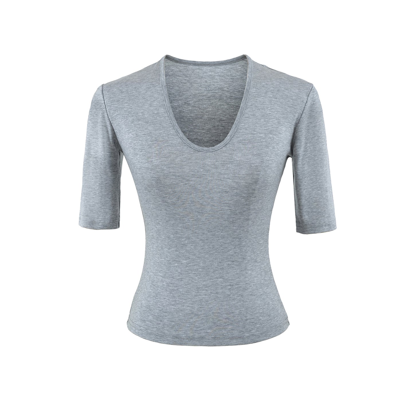 Red women's U-neck mid sleeve T-shirt close-up detail stitching fabric texture streetwear style TeenStylo