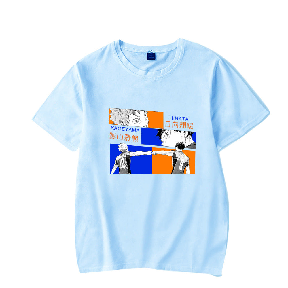 Haikyuu light blue unisex printed short sleeve streetwear T-shirt lifestyle photo TeenStylo