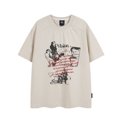 Apricot vintage washed unisex pure cotton short sleeve t-shirt lifestyle styling shot TeenStylo