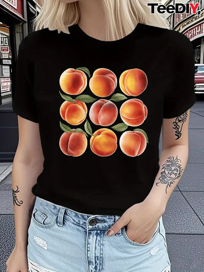 Unisex printed short sleeve T-shirt in B4 lifestyle view, Y2K streetwear style for women at TeenStylo