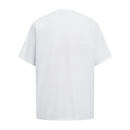 White portrait print detail close-up on loose unisex half sleeve t-shirt | TeenStylo