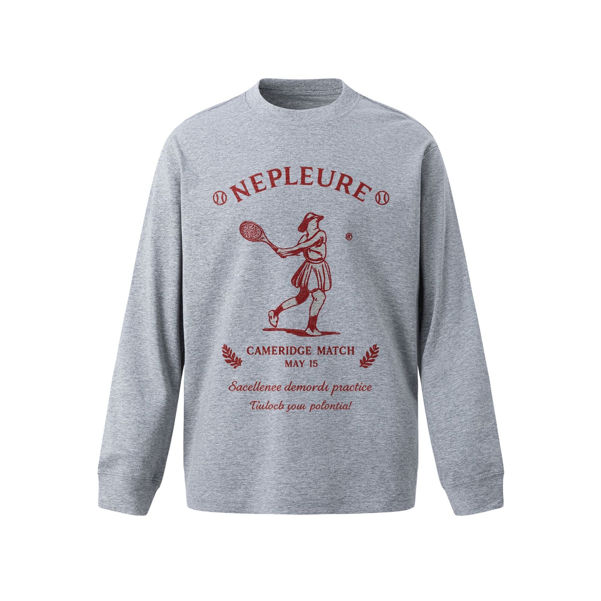 Gray unisex loose fit long sleeve letter print graphic tee lifestyle shot – TeenStylo