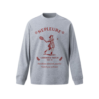 Gray unisex loose fit long sleeve letter print graphic tee lifestyle shot – TeenStylo