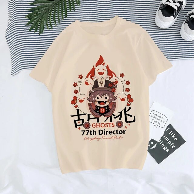 Genshin Impact Hu Tao Xiao Kawaii Graphic Tee Unisex Streetwear Anime T-Shirt Lifestyle Shot TeenStylo