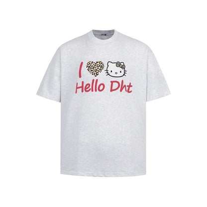 Snowflake Gray cartoon cat print short sleeve t-shirt lifestyle look streetwear style for men TeenStylo
