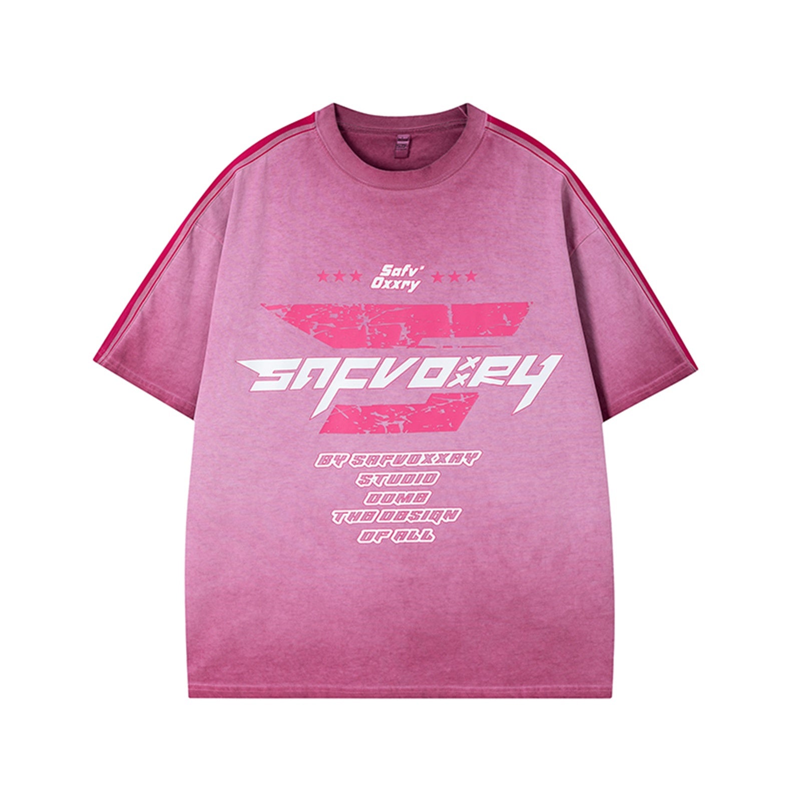 Gray printed letter graphic t-shirt back view men's streetwear short sleeve tee TeenStylo