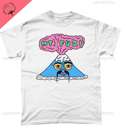 White unisex vintage cartoon Saucer Man graphic tee with retro funny UFO print streetwear style | TeenStylo