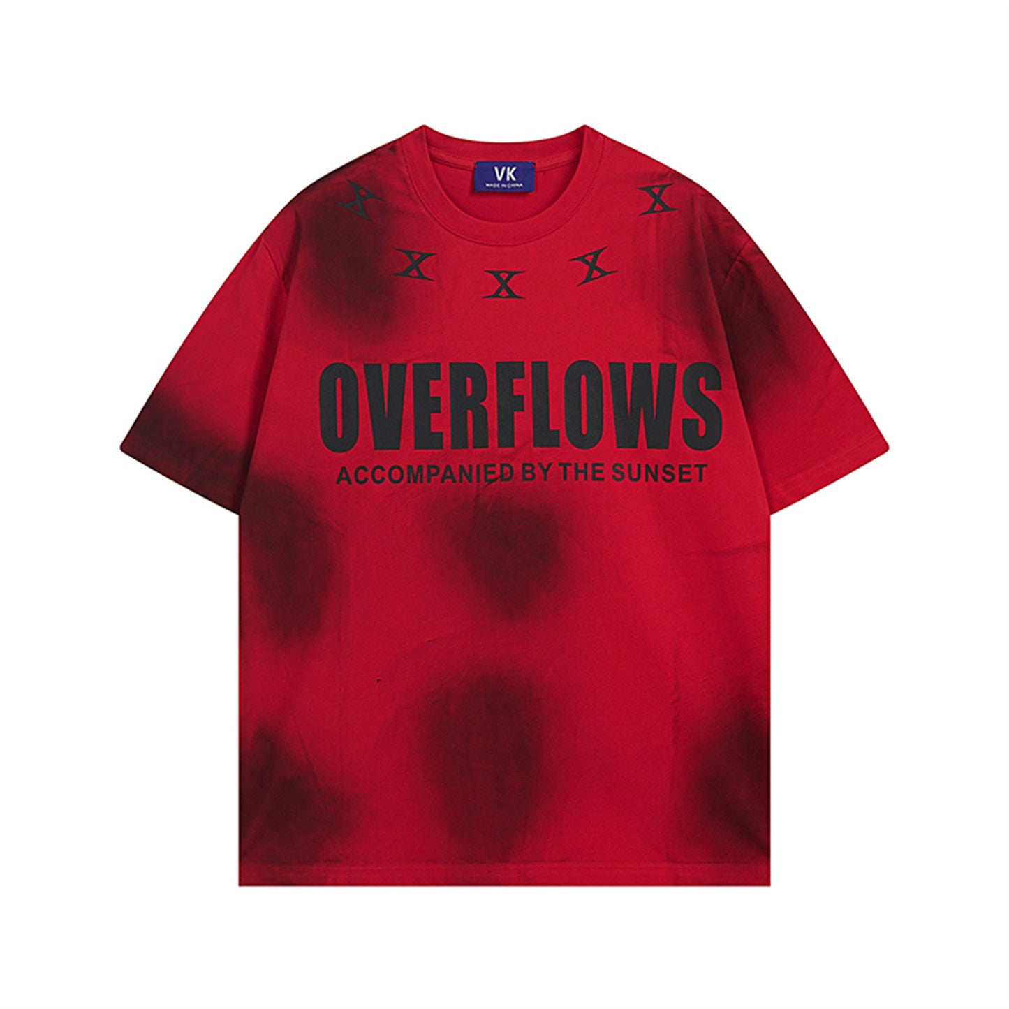Red graphic letter print t-shirt back view short sleeve unisex streetwear tee TeenStylo