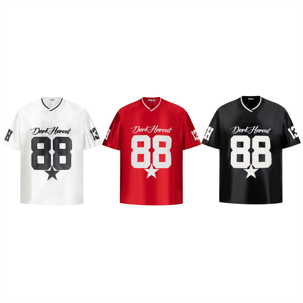 Black quick-dry V-neck sports short-sleeve back view for men, lightweight summer streetwear at TeenStylo