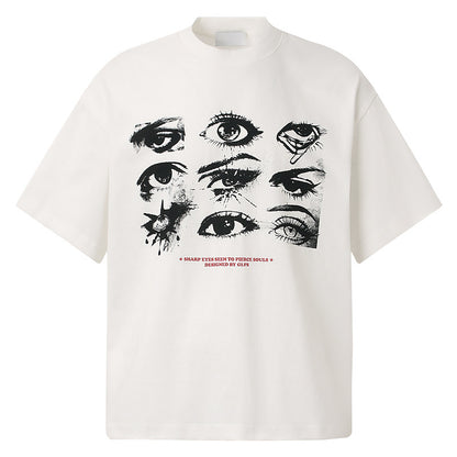 White unisex loose couple short sleeve T-shirt lifestyle look, Y2K streetwear style at TeenStylo