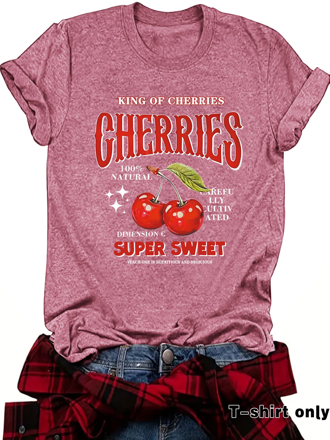 Dark red unisex cherry print short sleeve t-shirt lifestyle shot TeenStylo