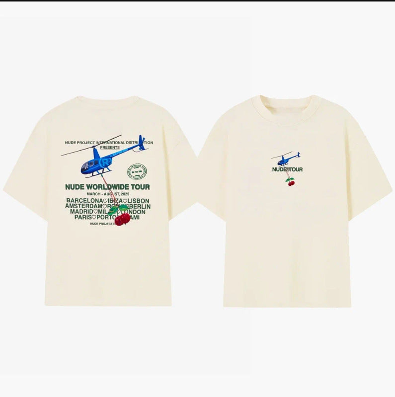 Khaki unisex South America graphic printed scuffer T-shirt streetwear style lifestyle shot TeenStylo