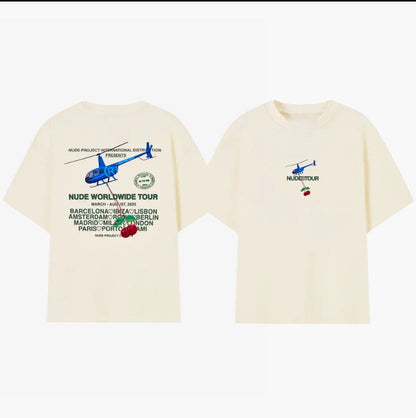 Khaki unisex South America graphic printed scuffer T-shirt streetwear style lifestyle shot TeenStylo