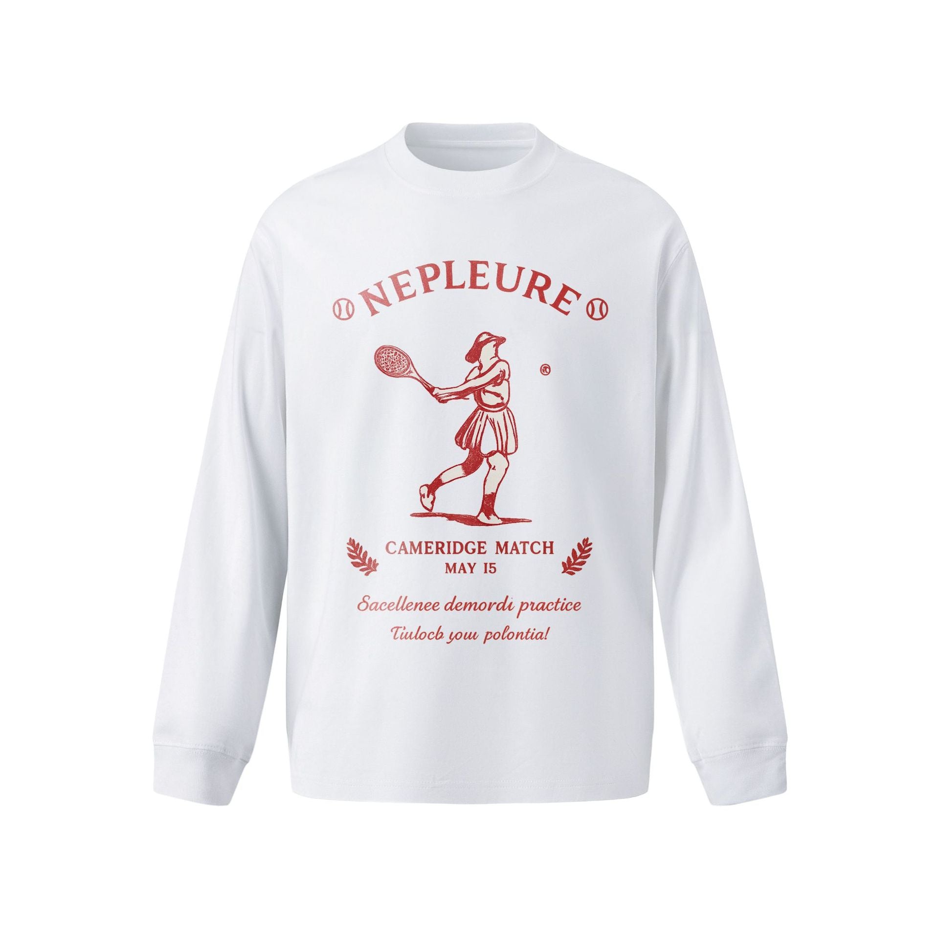 White unisex loose fit long sleeve graphic tee with letter print design, streetwear style | TeenStylo