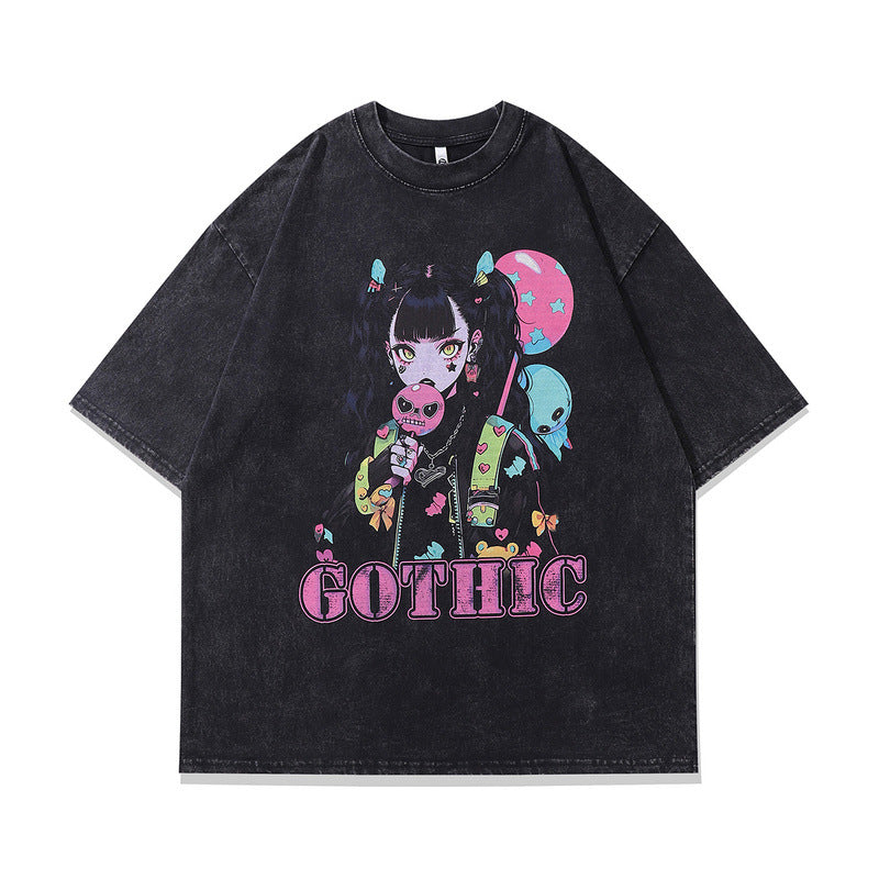 Close-up detail of unisex X083 short sleeve couple tee fabric and print texture | TeenStylo
